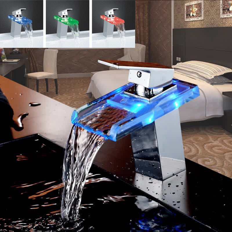 LUXURY TEMPERATURE SENSITIVE WATERFALL LED FAUCET