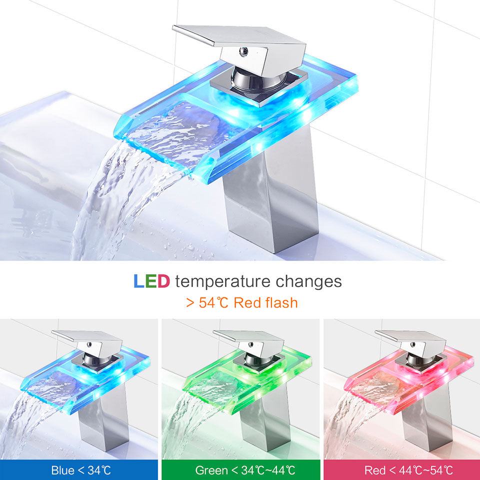 LUXURY TEMPERATURE SENSITIVE WATERFALL LED FAUCET