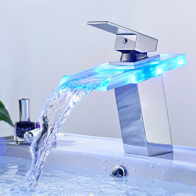 LUXURY TEMPERATURE SENSITIVE WATERFALL LED FAUCET